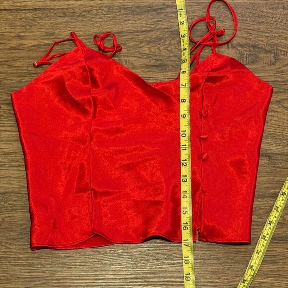 Vintage Frederick's of Hollywood Vibrant Red Satin Camisole Top Size Small - Picture 11 of 13
